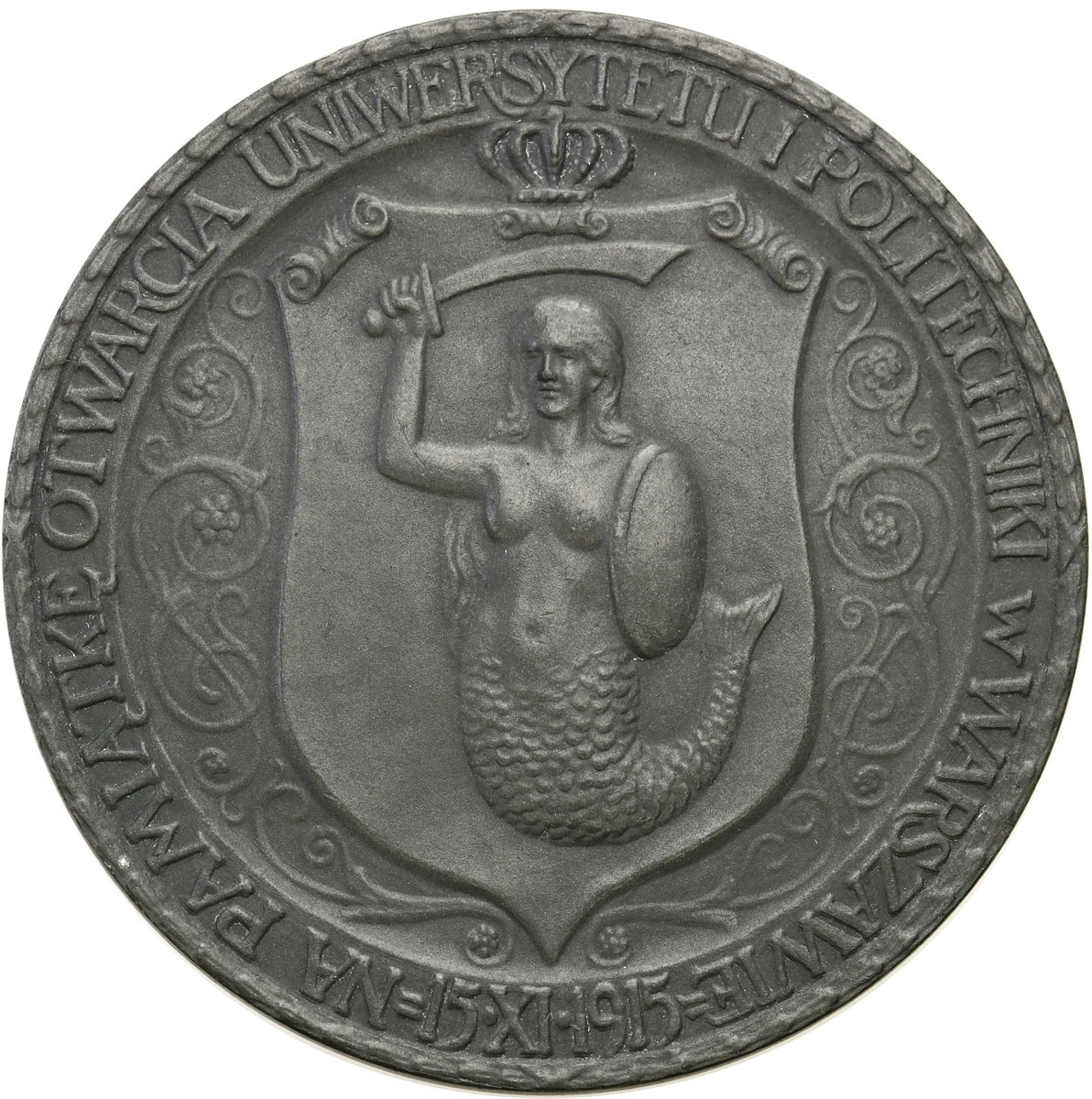Polska pod zaborami medal 1915 - otwarcie wyższych uczelni w Warszawie, cynk